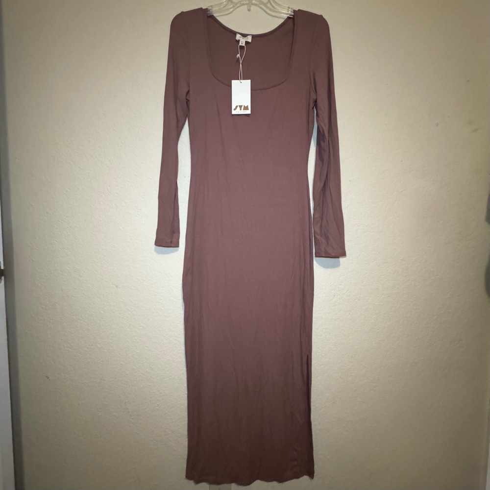 See You Monday Brown Long Sleeve Dress